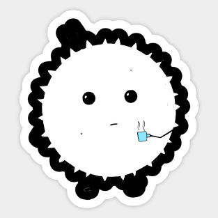 White Blood Cell Drinking Coffee Sticker